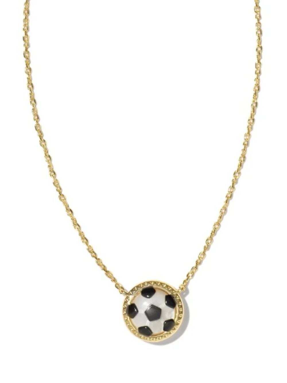 NWT Soccer Gold Short Pendant Necklace in Ivory Mother-of-Pearl